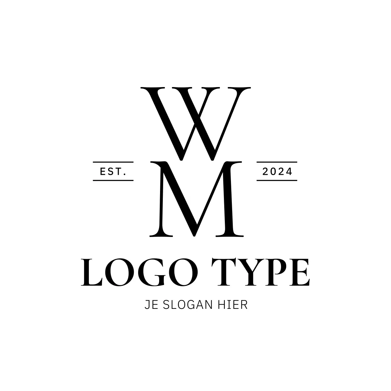 zwart minimalistisch Letter WM-logo