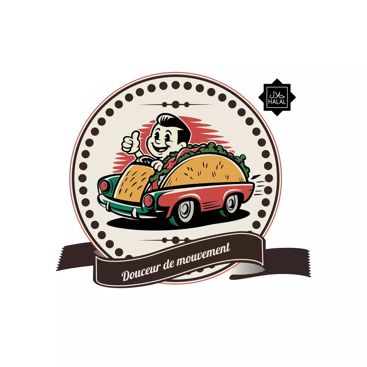 logo rouge rétro taco