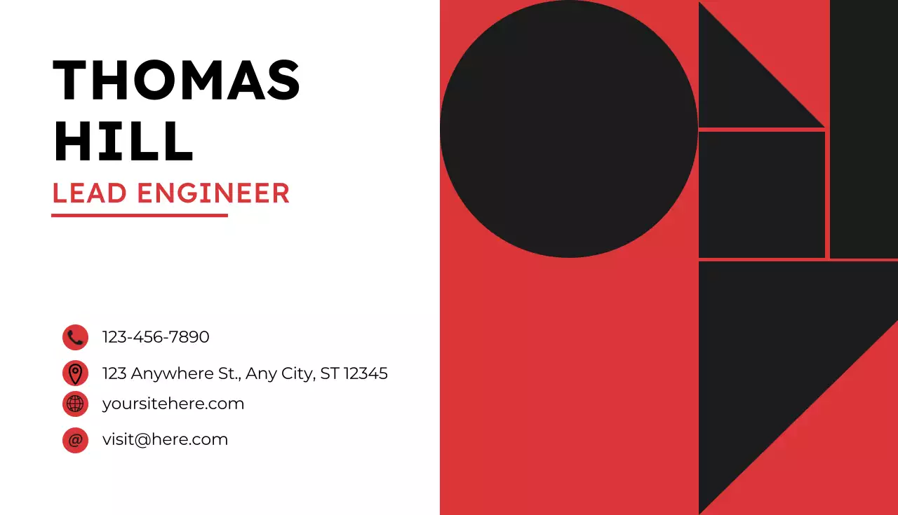 Red Geometric Business Card