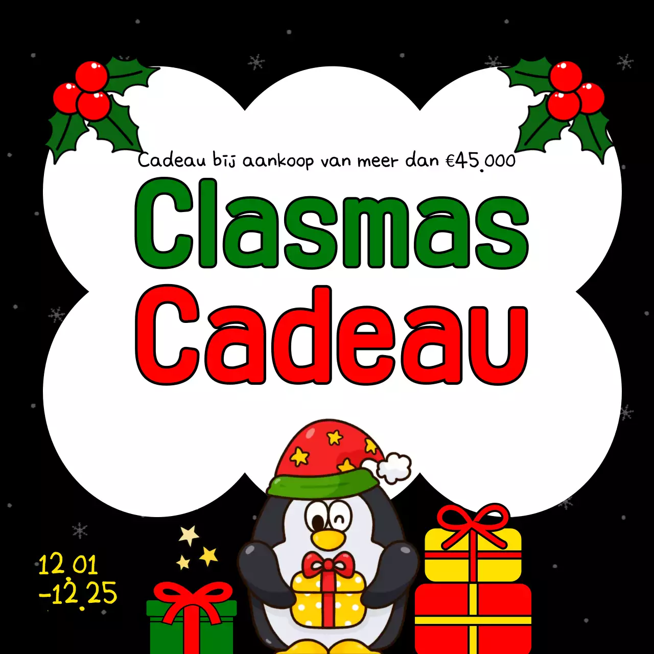 Adverteer je kerstevenement in rood en groen met deze leuke advertentie voor kerstevenementen