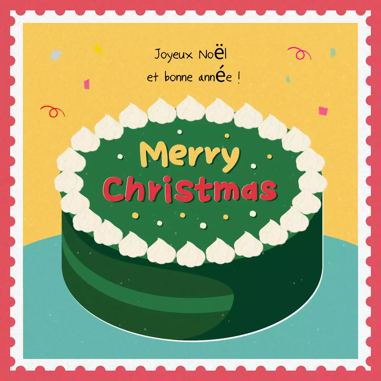 Carte postale rouge de Noël