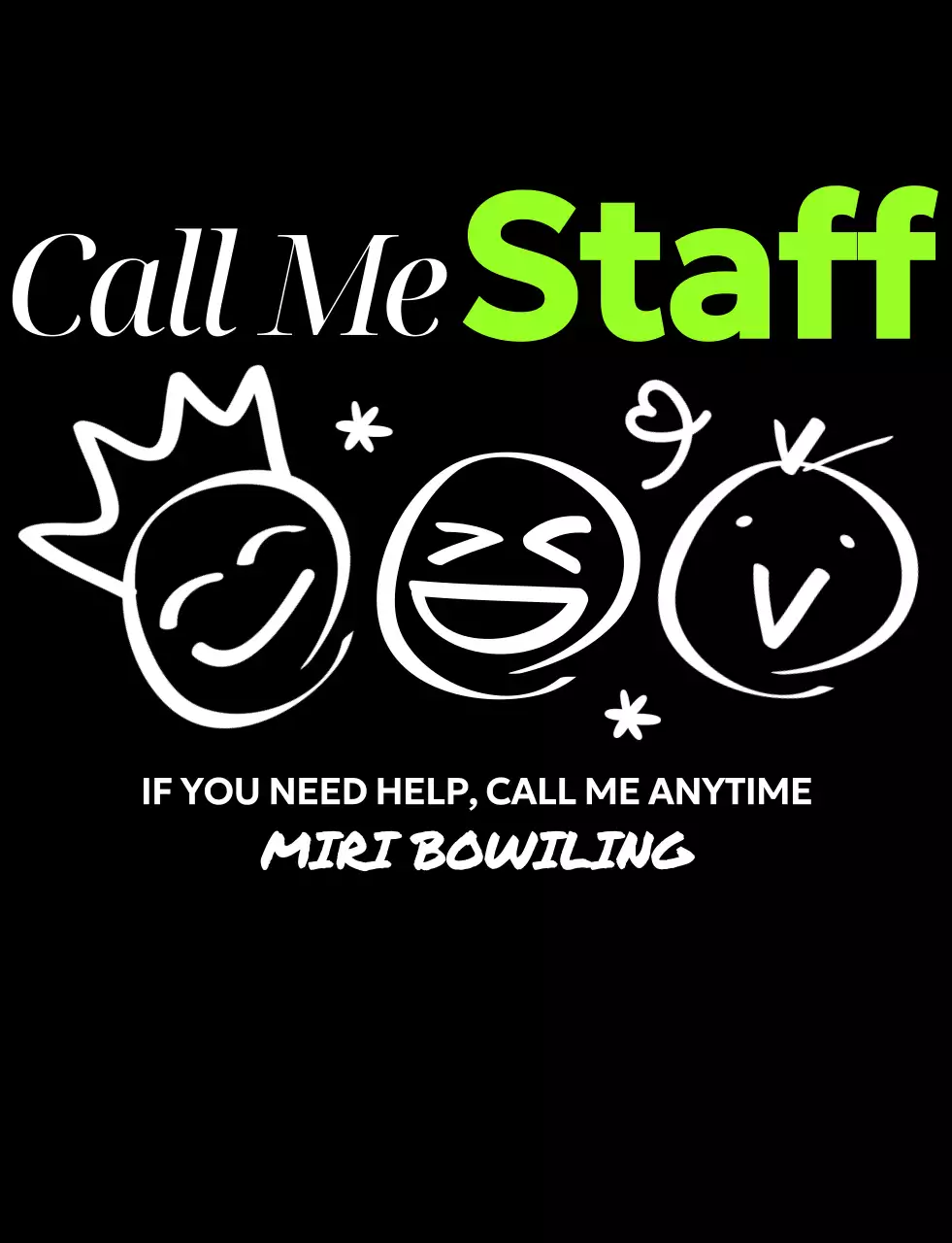 키치한 일러스트가 있는 스태프 안내 홍보