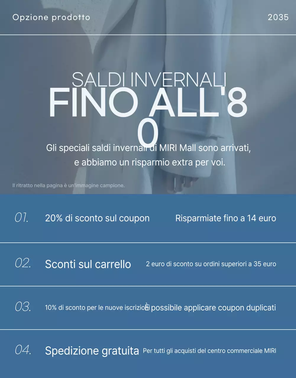 Annuncio di moda moderna di colore azzurro