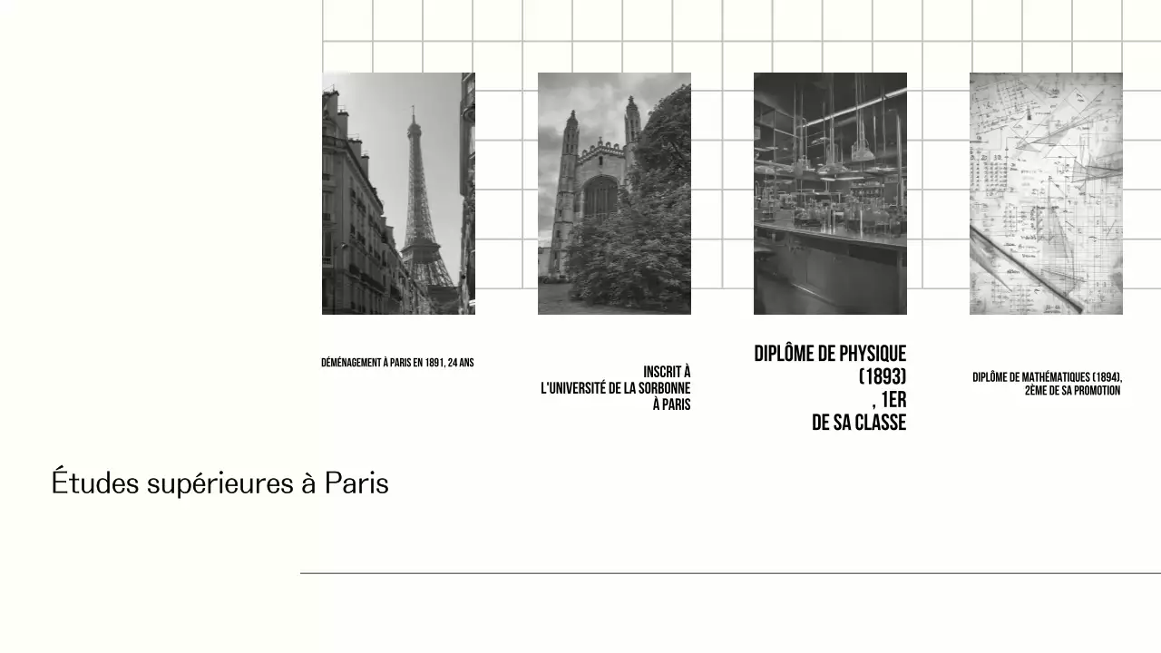 Explorer la vie de Marie Curie Simple Black Beige Presentation