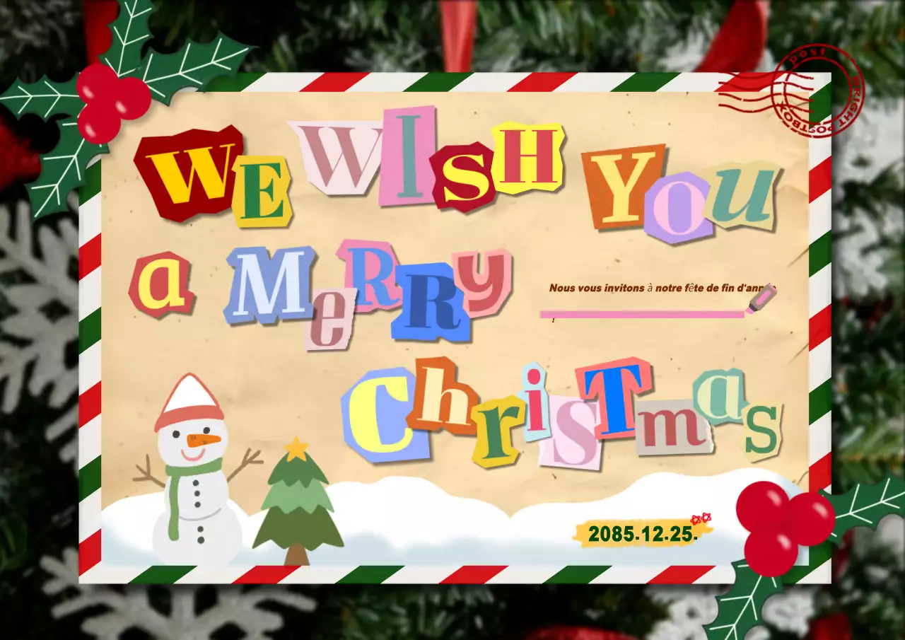 Invitation de Noël kitsch rouge