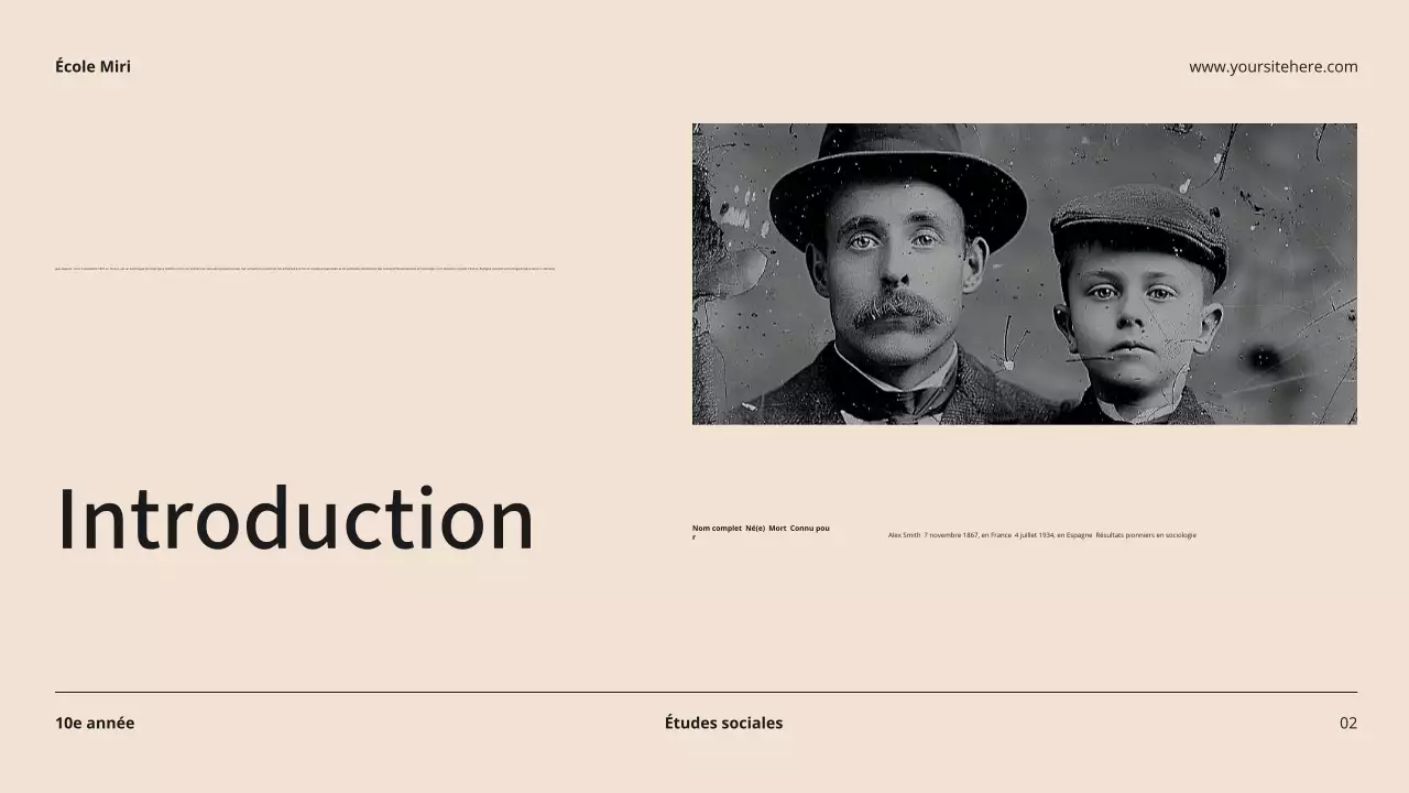 Beige et noir Biographie moderne Matériel de cours Introduction Présentation