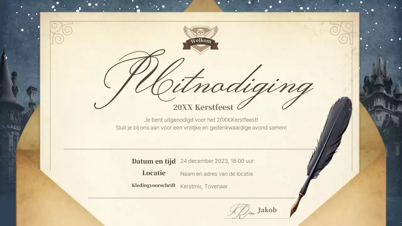 beige klassieke kerstuitnodiging