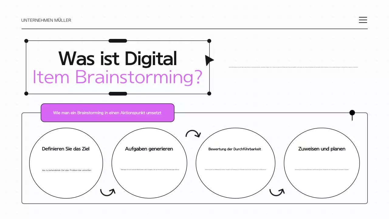 Lila und weiße Brainstorming-Infografik-Präsentation