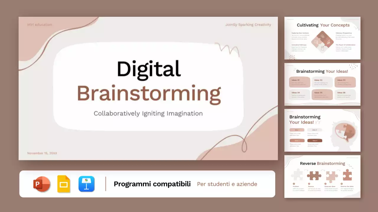 Guida al layout del brainstorming organico marrone e rosa