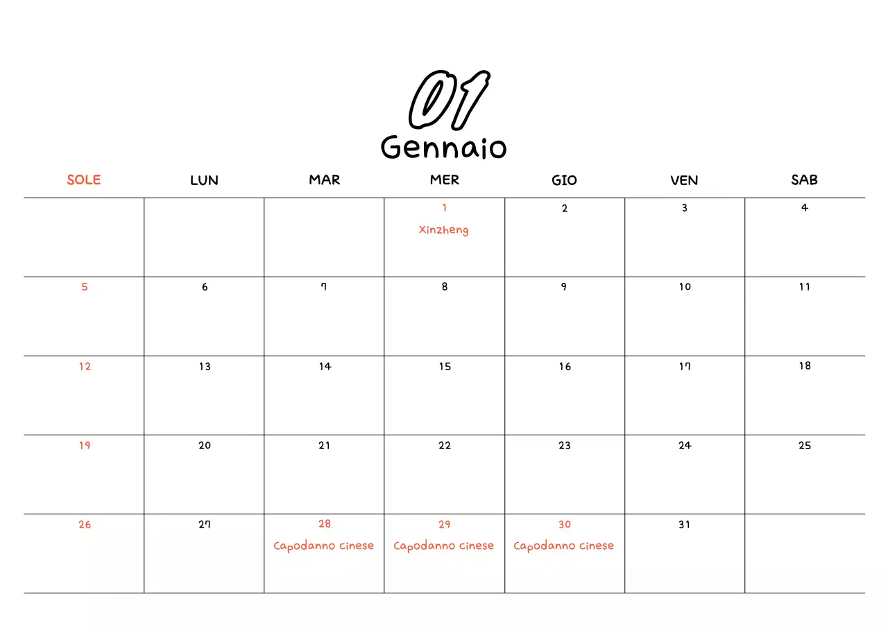 Calendario fotografico di Capodanno