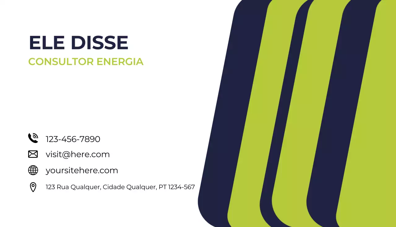 Cartão de visita de consultor moderno e verde