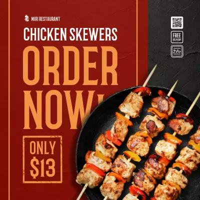 Red Modern Food Promotion Social Media Post