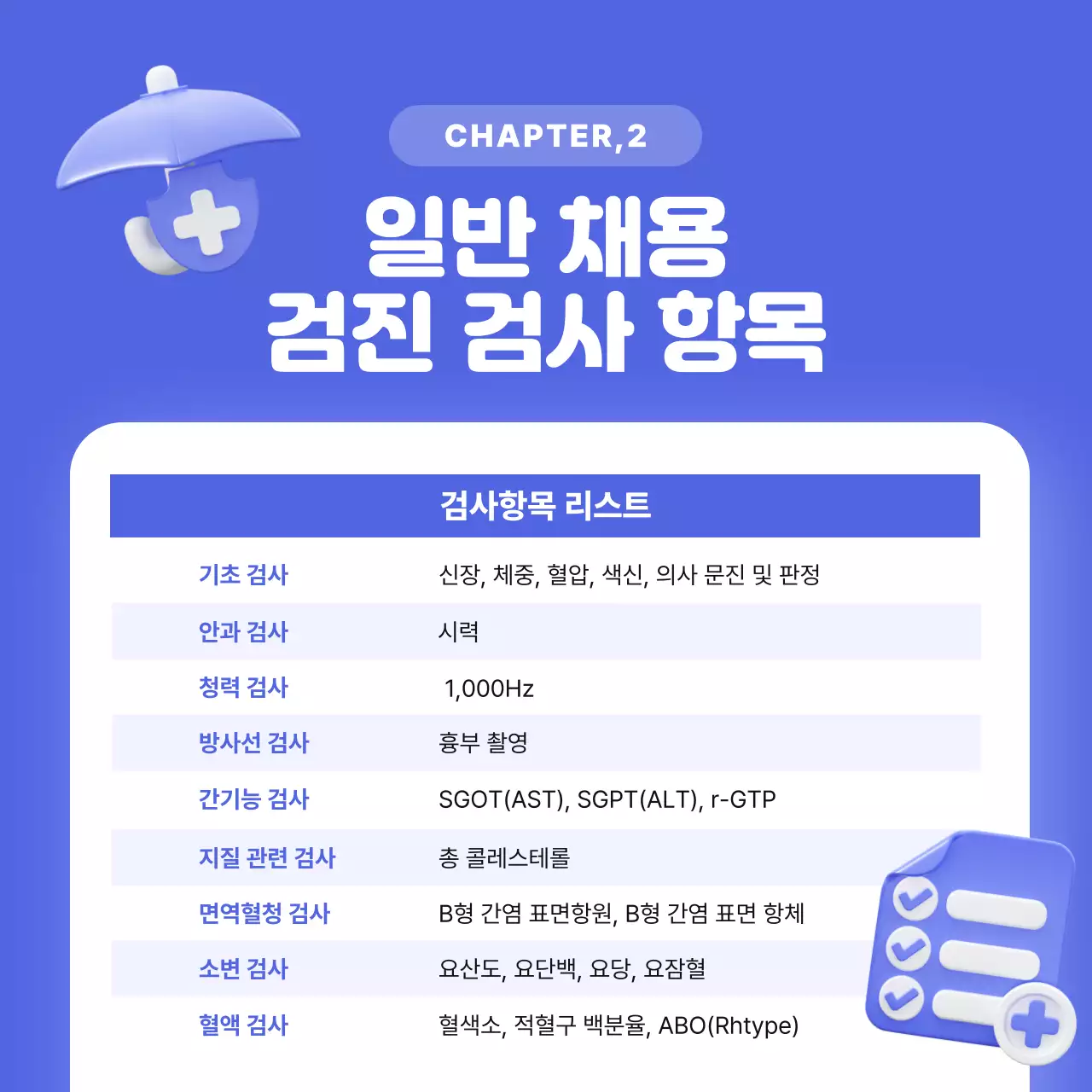 파랑 모던 채용검진 안내