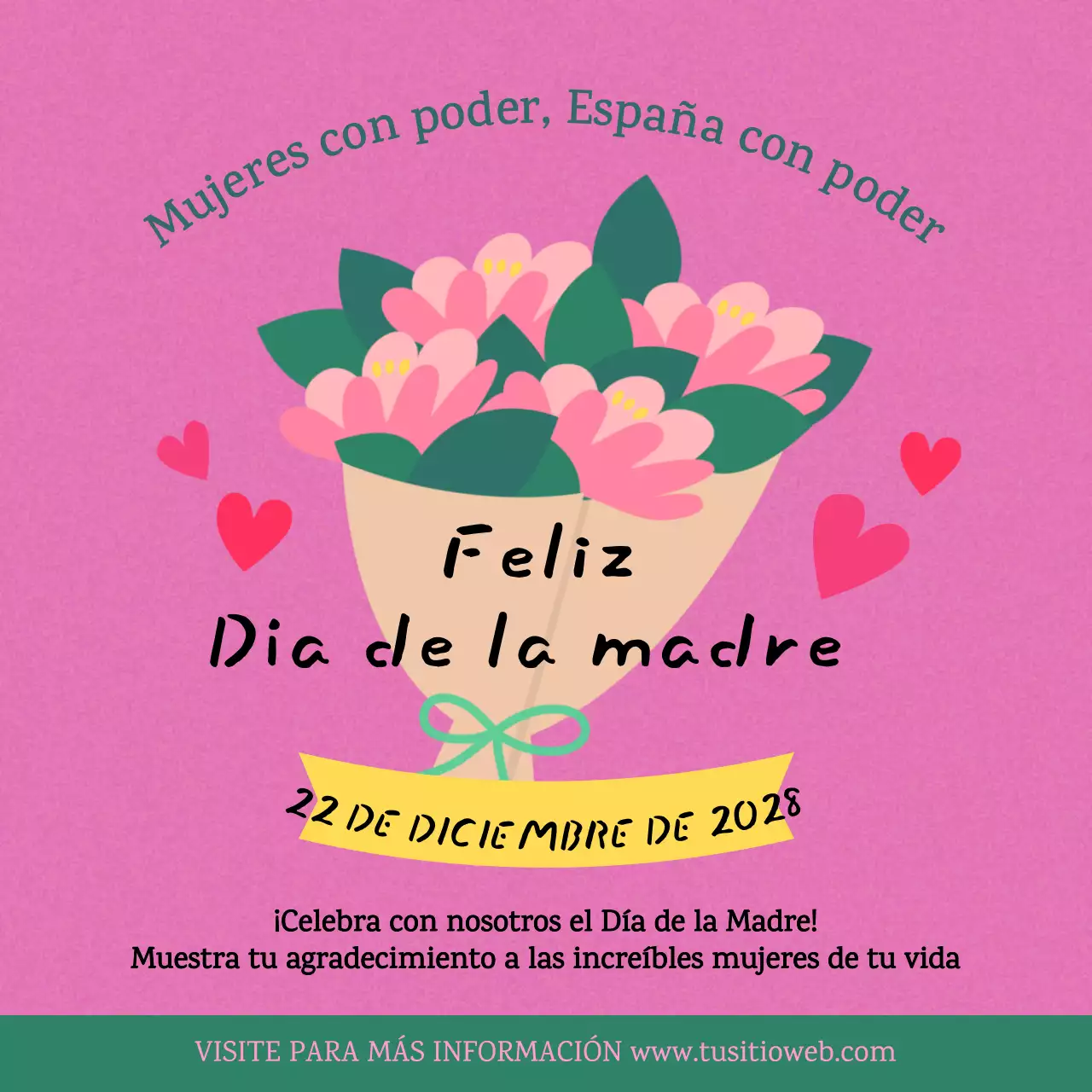 Invitación floral rosa para el Día de la Madre