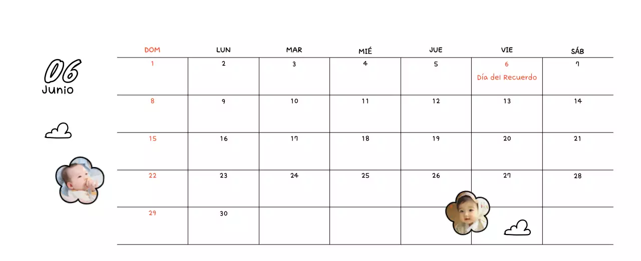 Bonito calendario con fotos de Año Nuevo