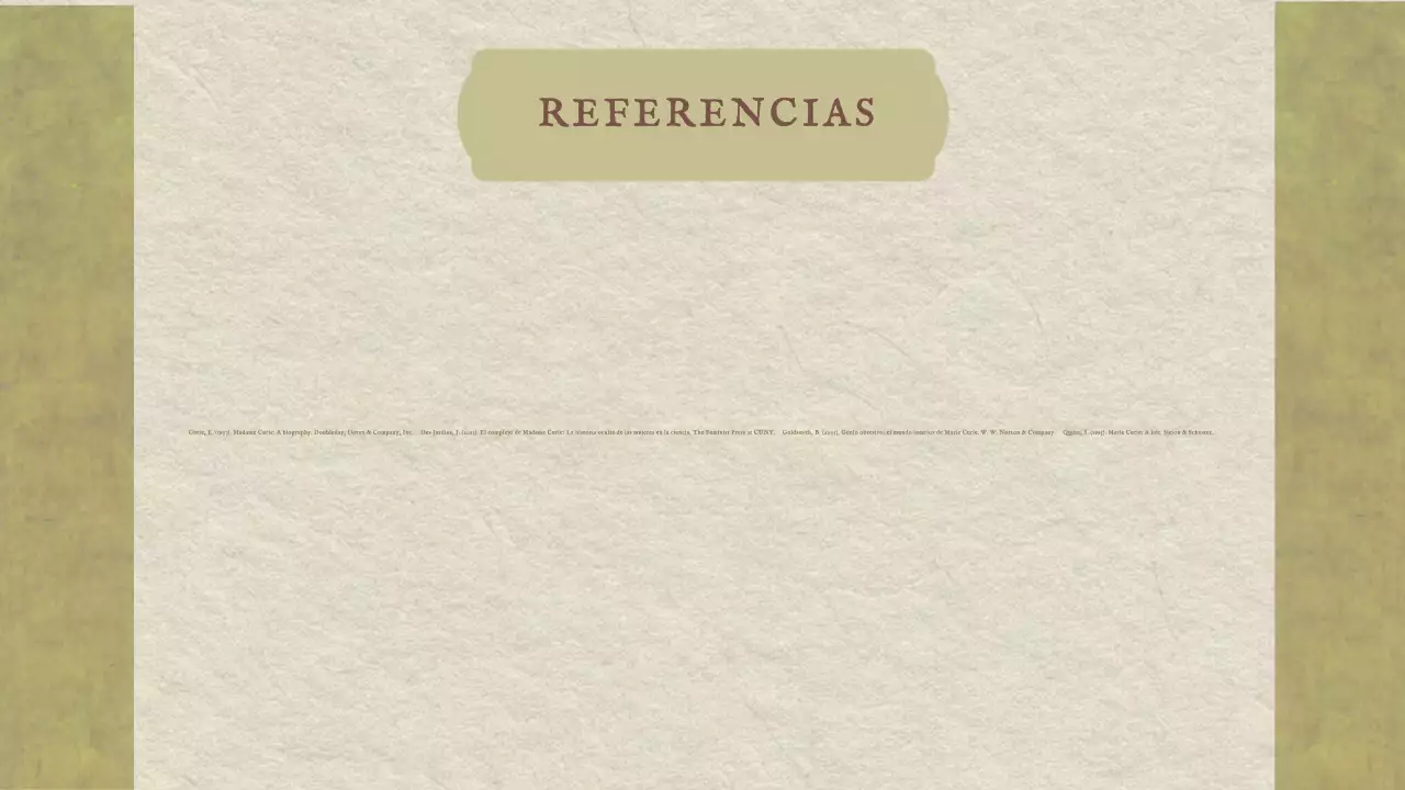 Clásica presentación vintage de la historia de Marie Curie