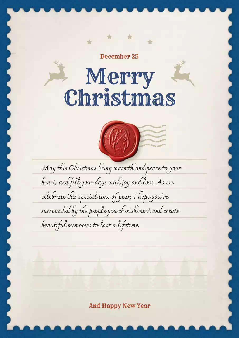 Blue Traditional Christmas Card Poster