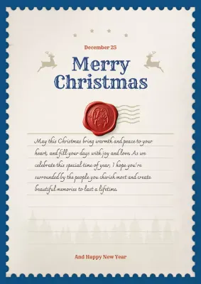 Blue Traditional Christmas Card Poster