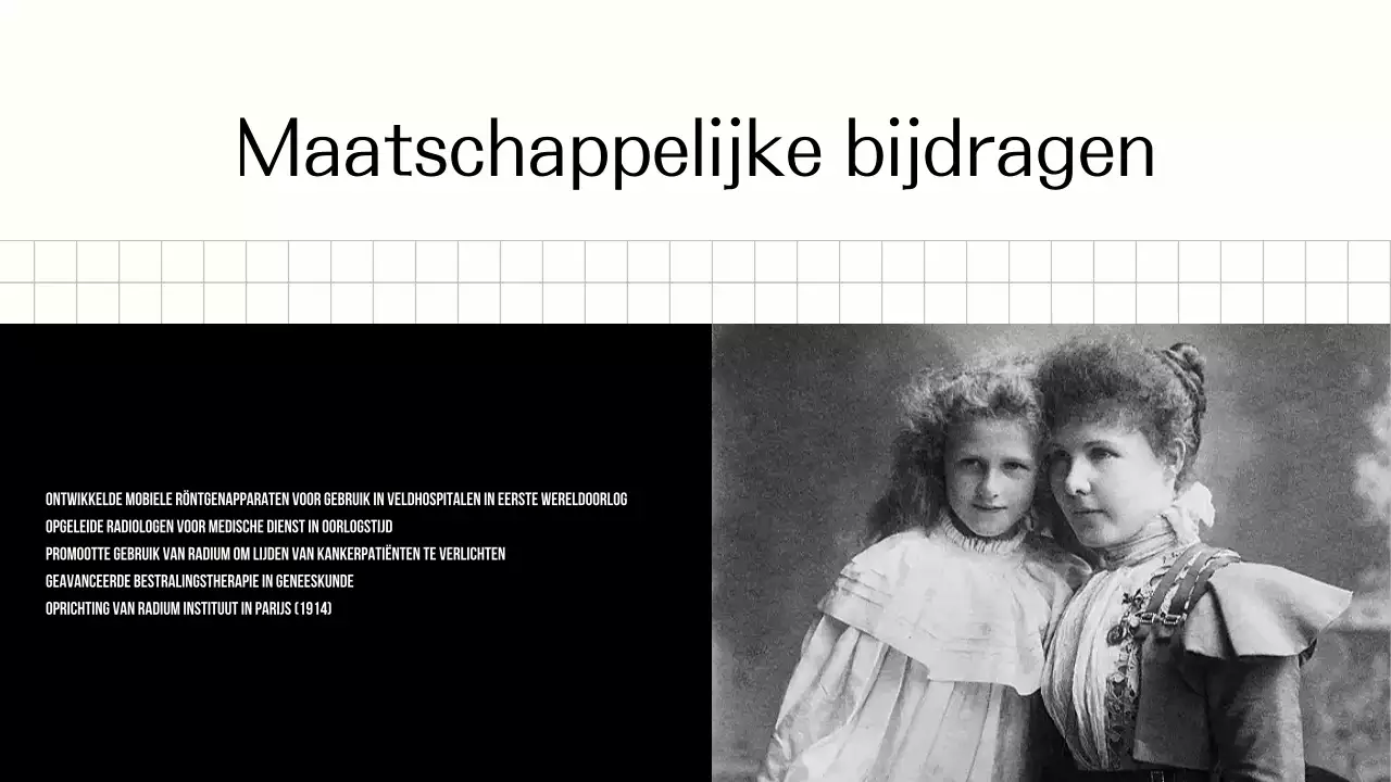 Ontdek het leven van Marie Curie Eenvoudig zwart-beige presentatie