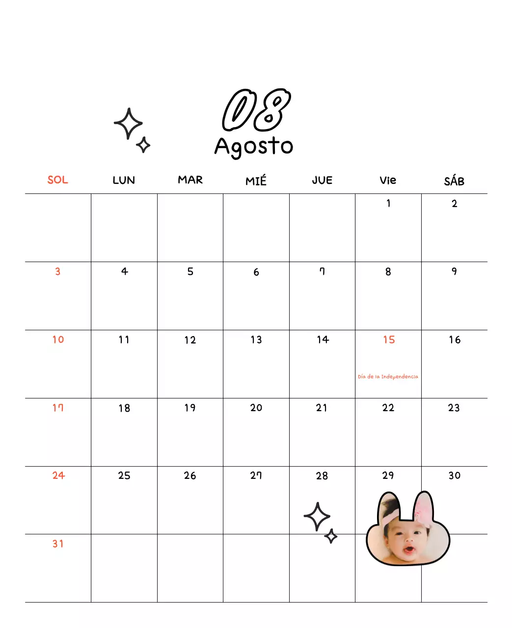 Adorable calendario de Año Nuevo