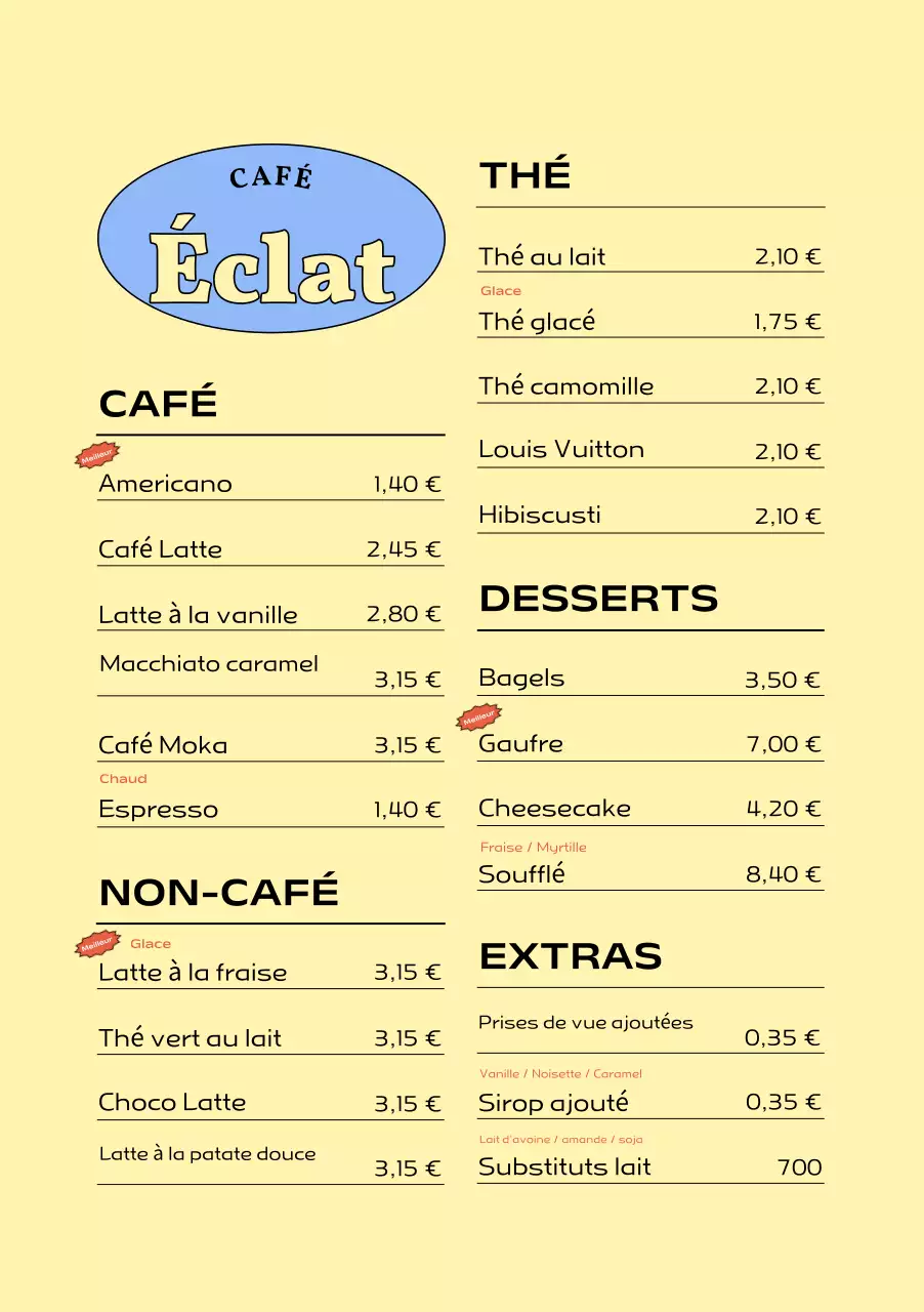 Annonce de café moderne bleu clair