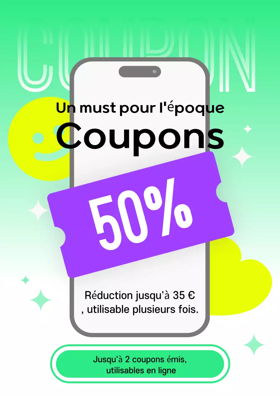 Promouvoir les coupons dans un style jaune et violet.