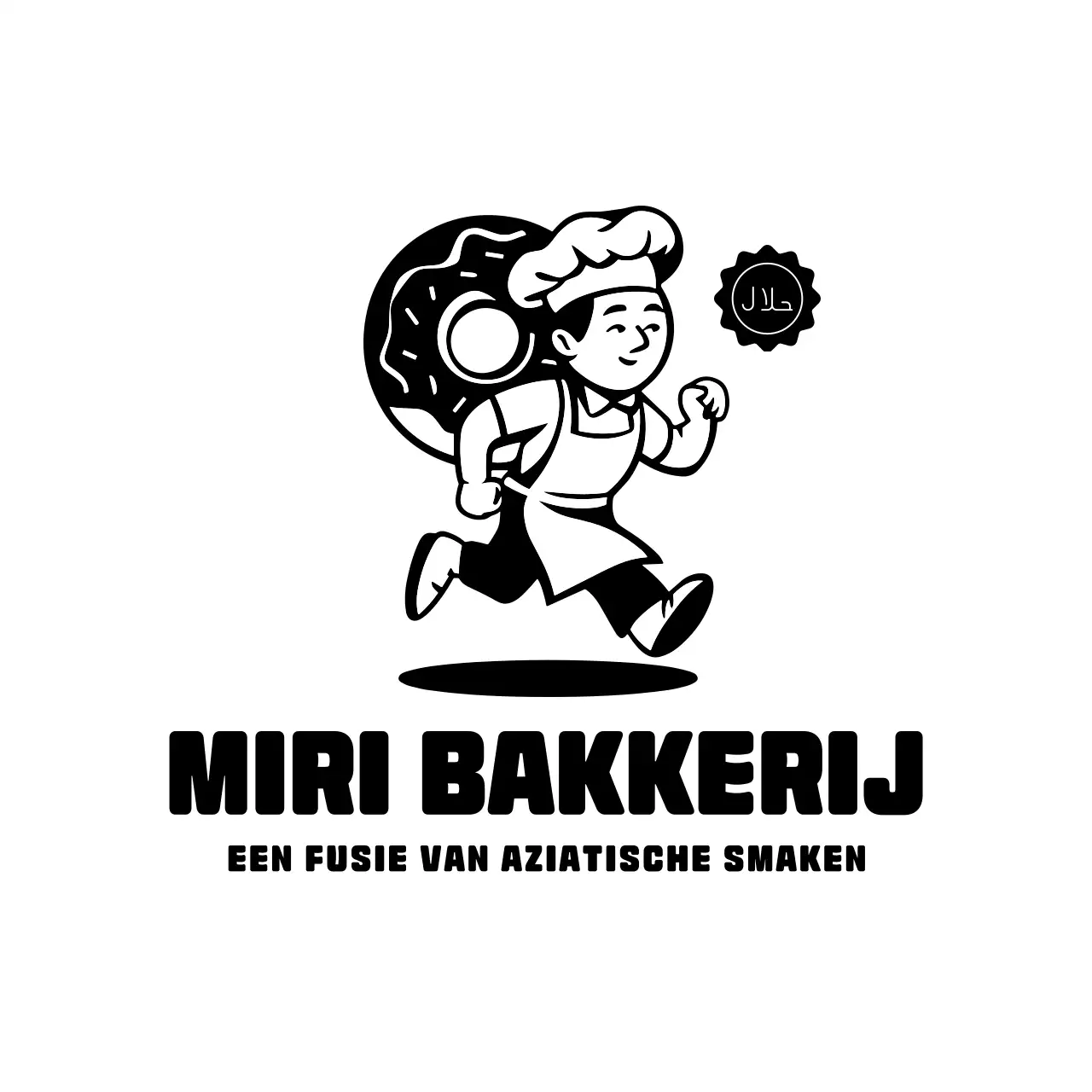 zwart cartoon bakkerij logo