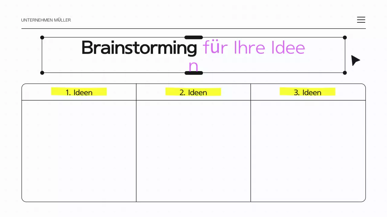 Lila und weiße Brainstorming-Infografik-Präsentation