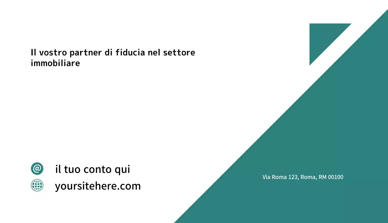 Scheda immobiliare moderna in verde acqua