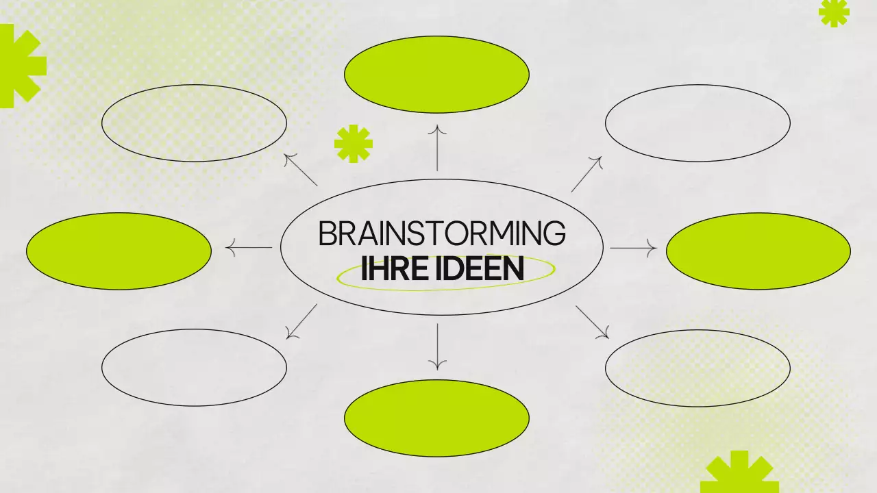 Grünes und graues Brainstorming Infografik Präsentation