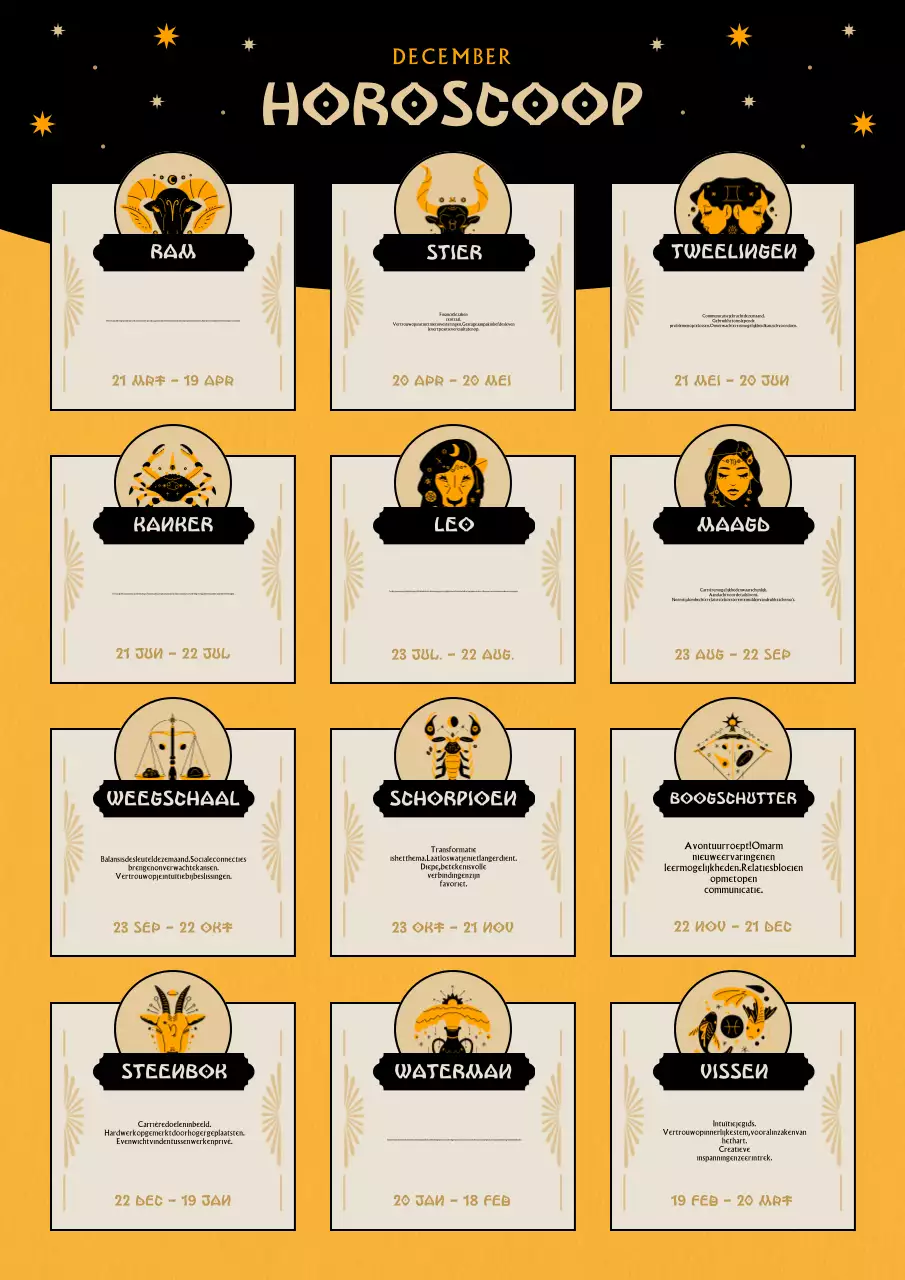 oranje vintage horoscoop december gids