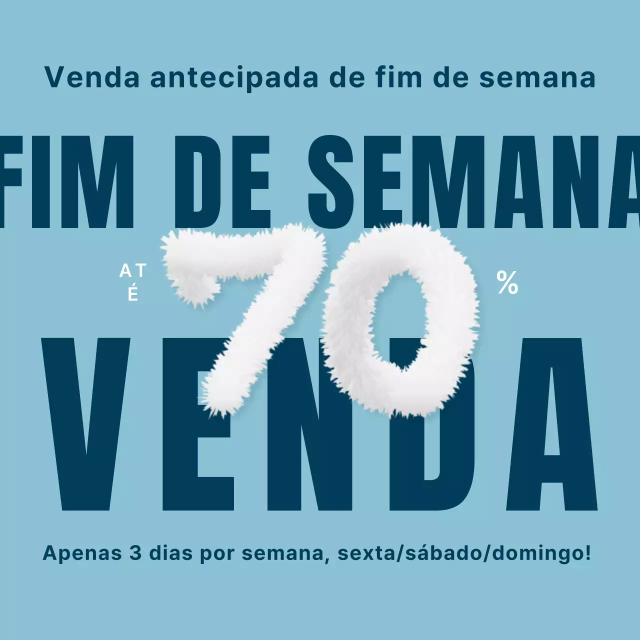 Evento de liquidação em azul claro