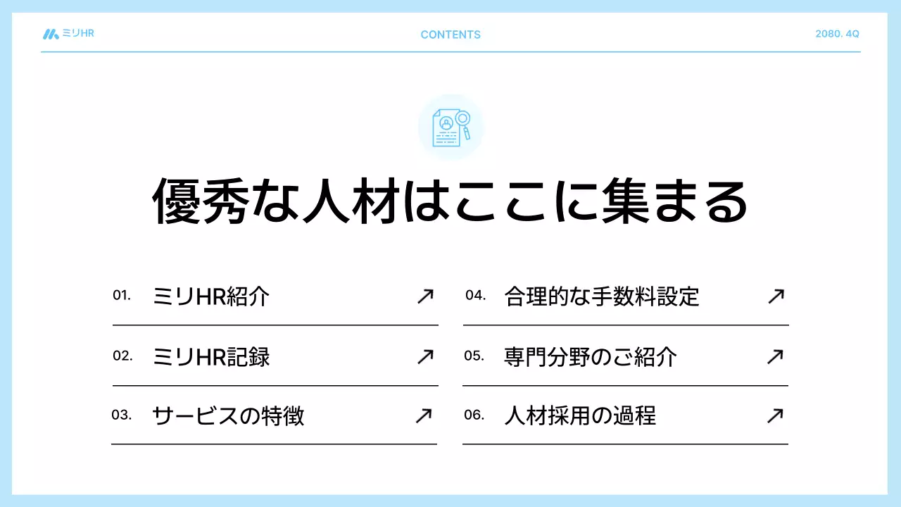 青 シンプル 人材 提案書 プレゼンテーション