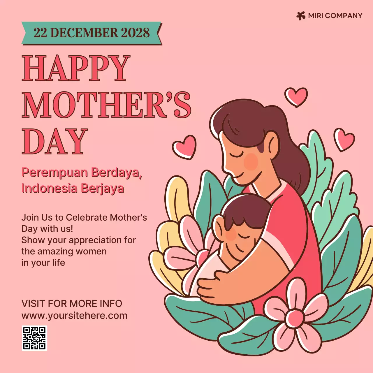 Pink Modern Mother's Day Announcement Social Media Post