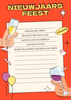 Oranje Pop Nieuwjaarskaart