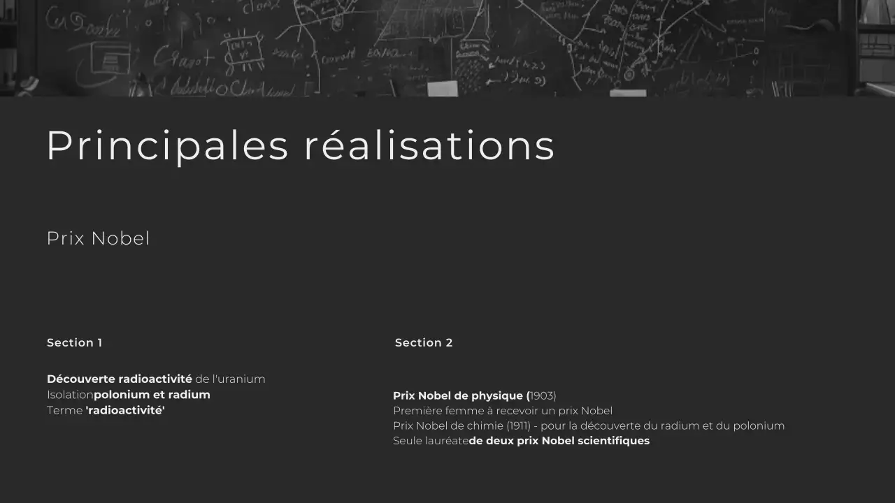 Minimaliste moderne Explorer la vie de Marie Curie Présentation