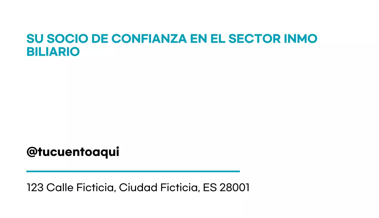 tarjeta inmobiliaria moderna teal