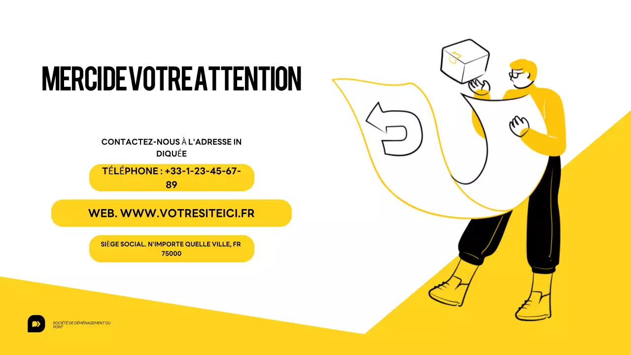 Présentation du service de déménagement jaune et blanc