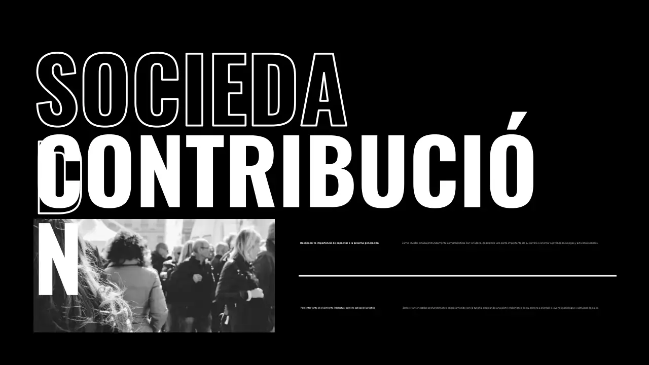 Presentación de biografías en blanco y negro