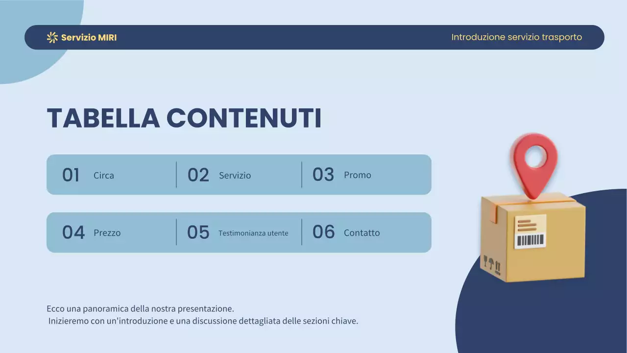 Servizio di trasporto moderno blu e giallo Introduzione