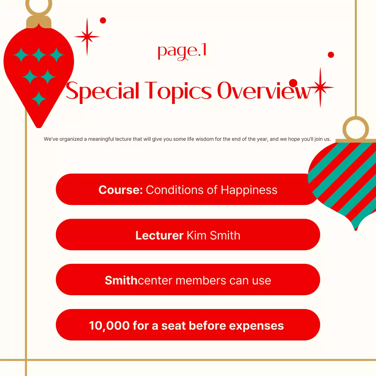 Red Traditional Lecture Announcement Instagram Carousel