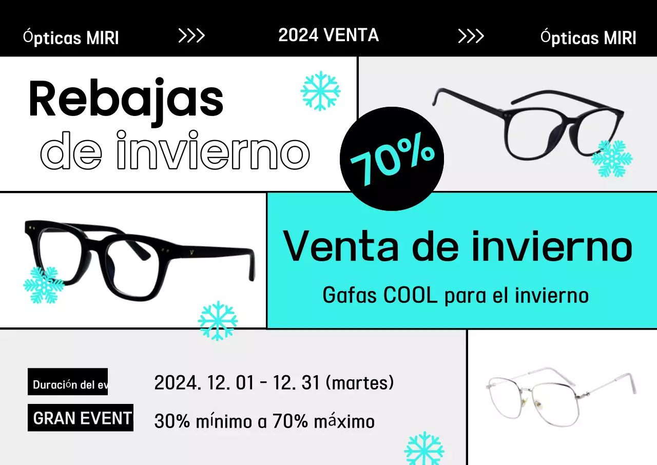 Gafas Modernas Azul Claro Promoción Invierno