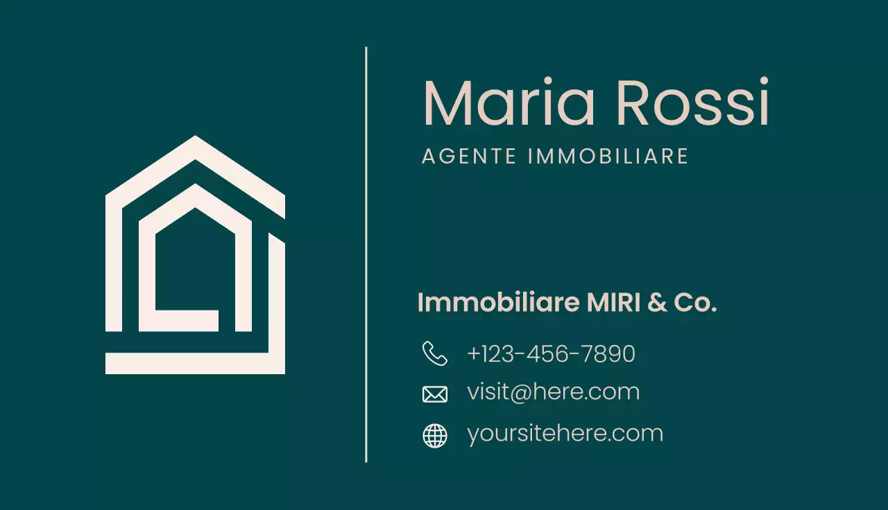 Biglietto da visita immobiliare moderno verde acqua