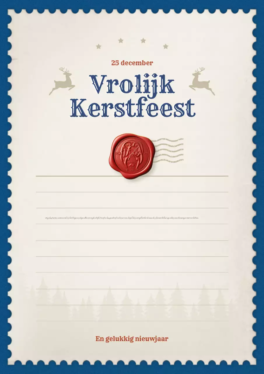 blauwe vintage kerstbrief