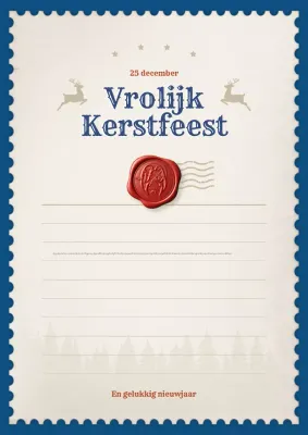 blauwe vintage kerstbrief