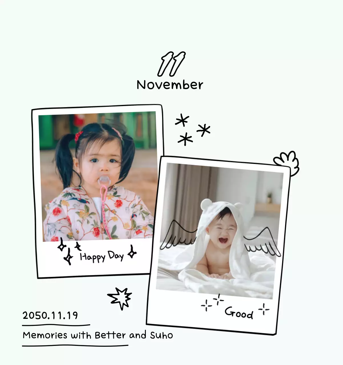 Kalender foto Tahun Baru yang lucu