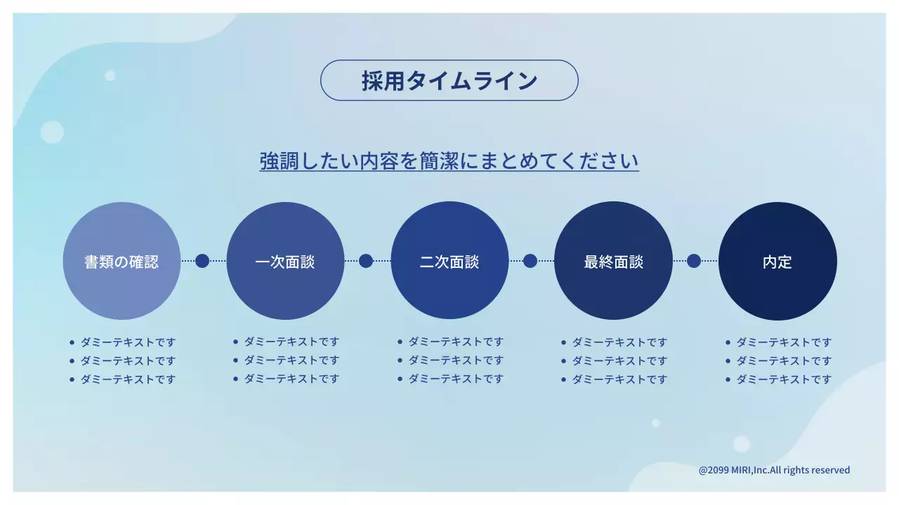 青 シンプル 会社説明会 資料 プレゼンテーション