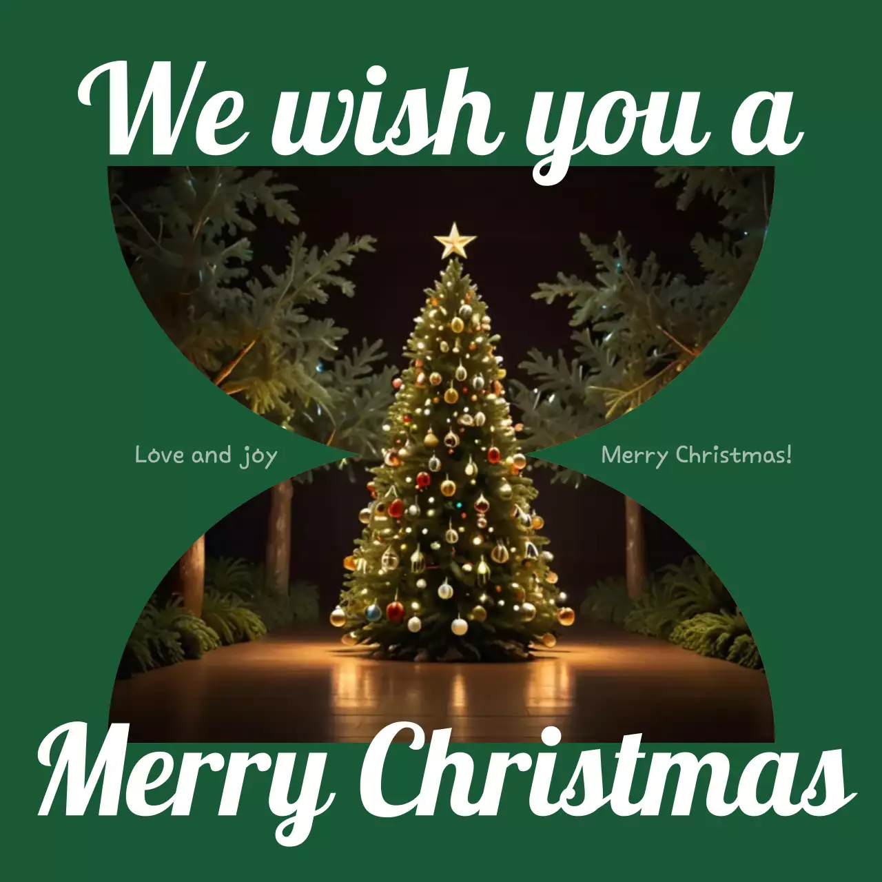 Kartu Ucapan Selamat Natal Tradisional Hijau Posting Media Sosial
