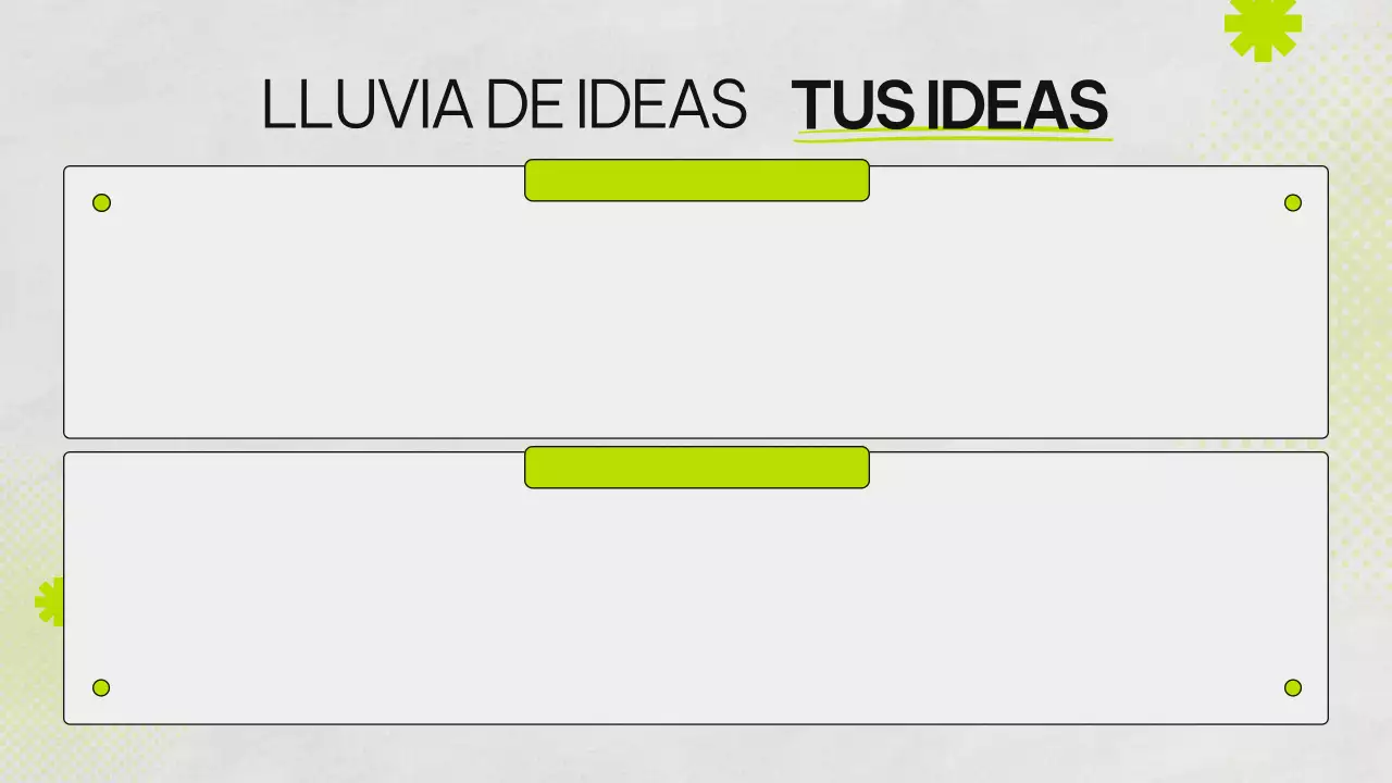Presentación infográfica de la tormenta de ideas verde y gris