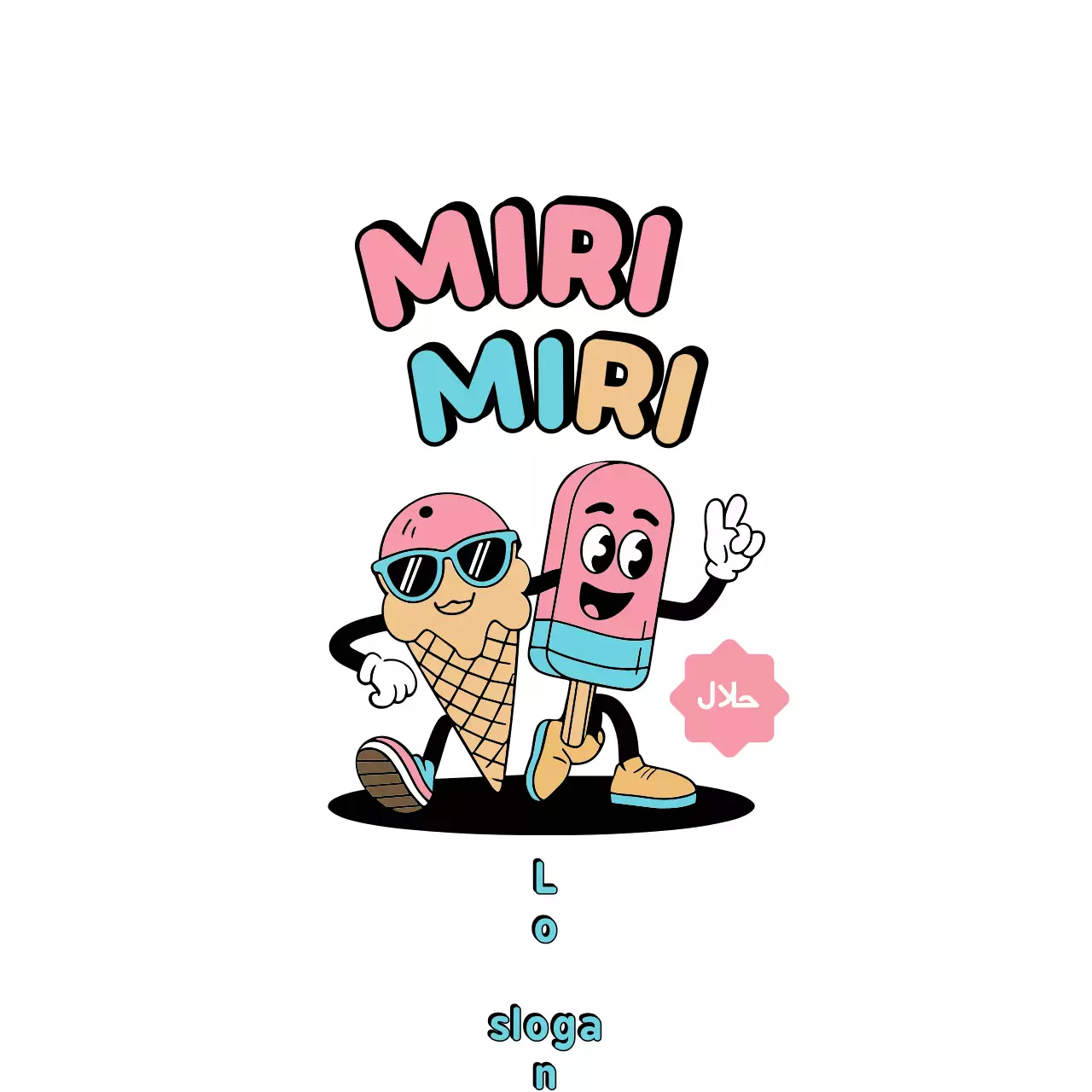 pubblicità di gelato a fumetti pastello